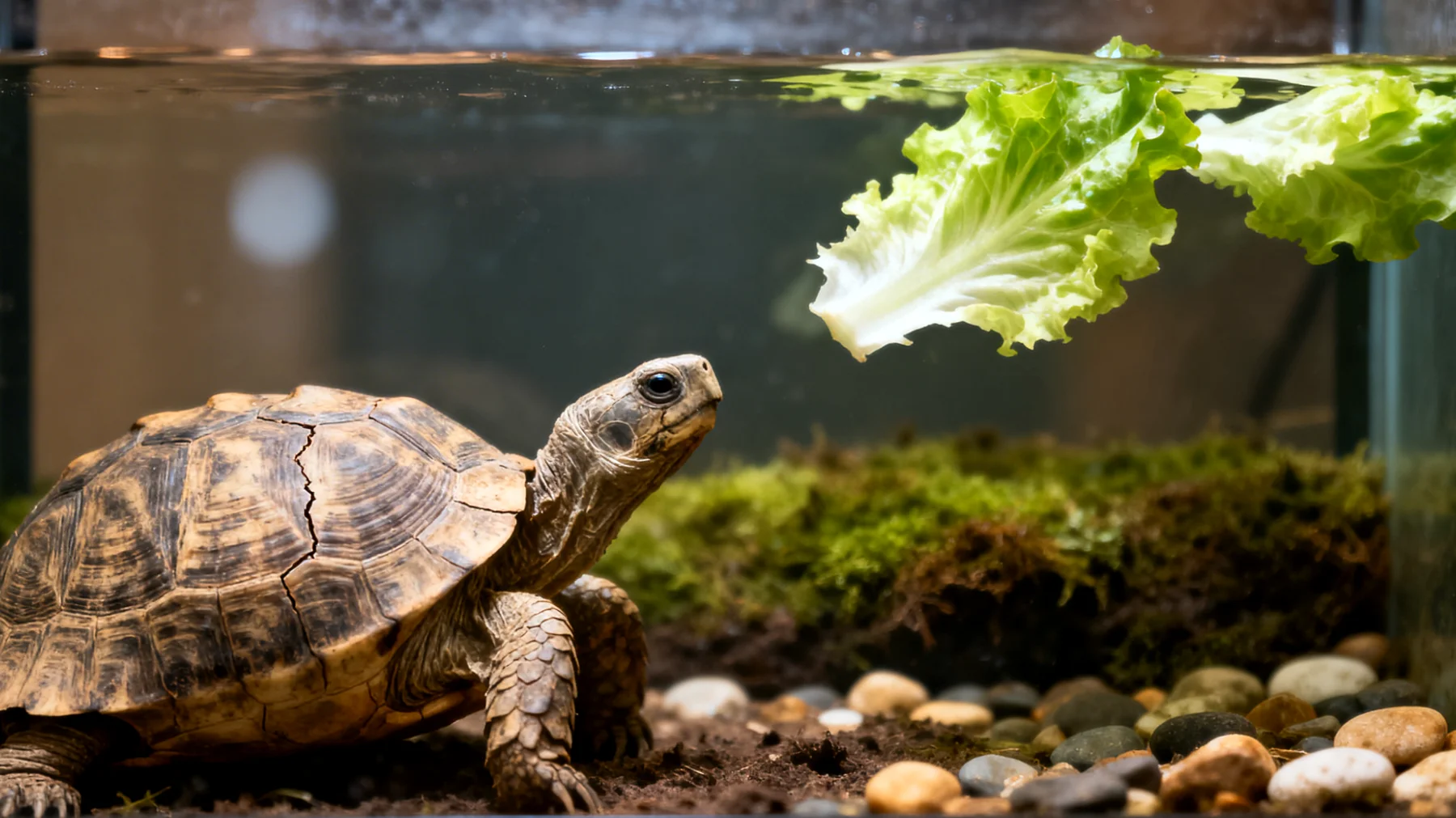 Ältere Schildkröten haben einen verlangsamten Stoffwechsel und reduzierte Mobilität, was dazu führt, dass sie sich weniger bewegen und schnell gelangweilt werden. Es fehlen altersgerechte Beschäftigungsmöglichkeiten, die ihre kognitiven Fähigkeiten stimulieren ohne sie körperlich zu überfordern."